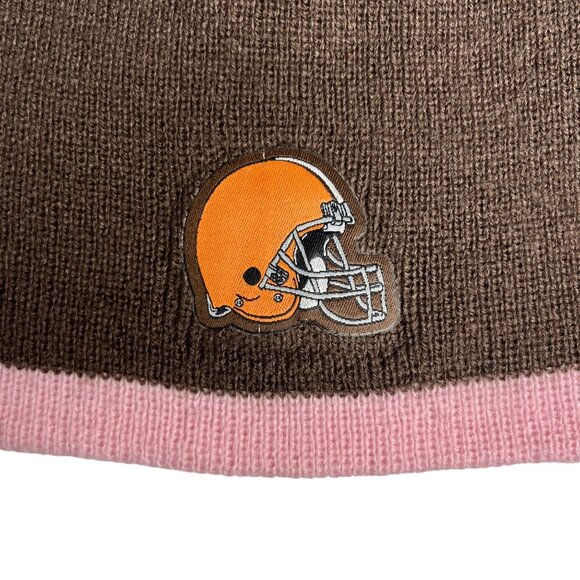 Cleveland Browns Winter Hat Beenie Womens OS Brown Pink - Picture 4 of 6